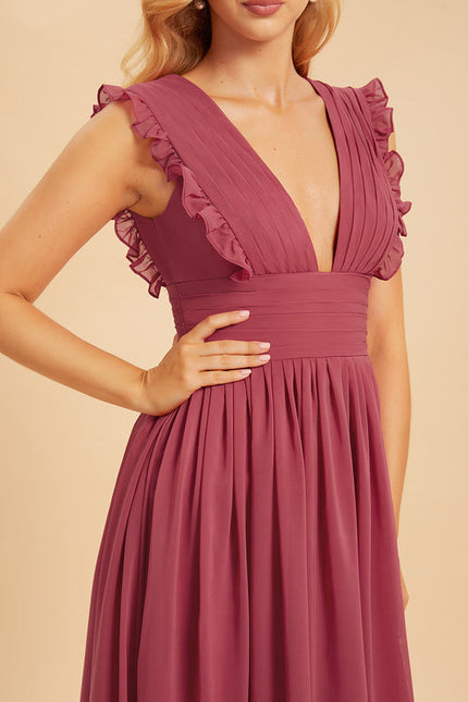 Robe Cérémonie Longue Volants Rose - gallery 4