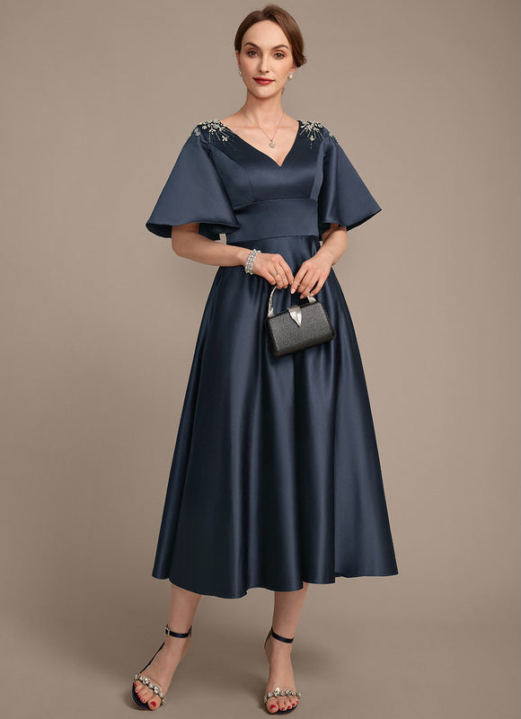 Robe Cérémonie Satin Marine Élégant - gallery 4