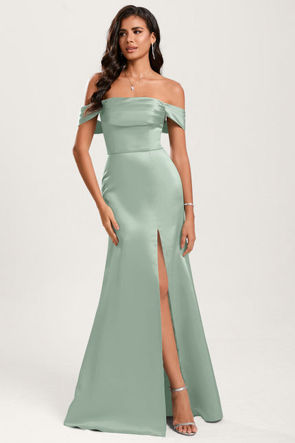 Robe Cérémonie Satin Vert Pâle
