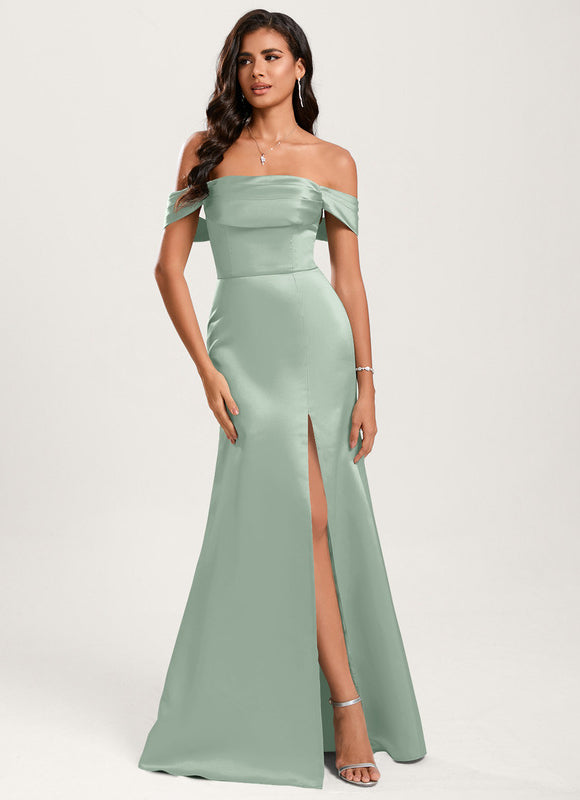Robe Cérémonie Satin Vert Pâle