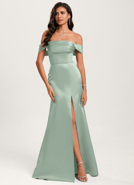 Robe Cérémonie Satin Vert Pâle