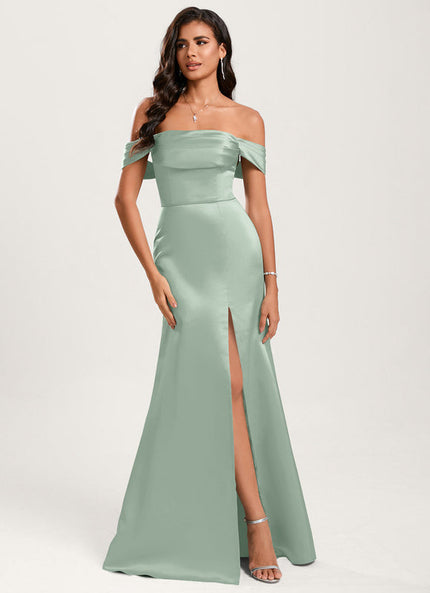 Robe Cérémonie Satin Vert Pâle