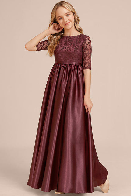 Robe Cérémonie Satin Bordeaux Chic - gallery 3