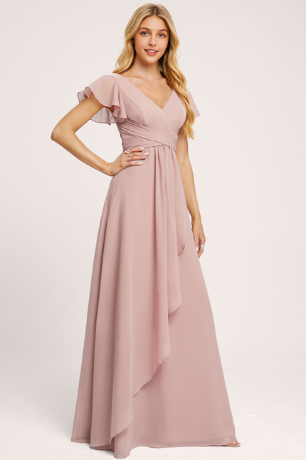 Robe Cérémonie Longue Volants Rose - gallery 1