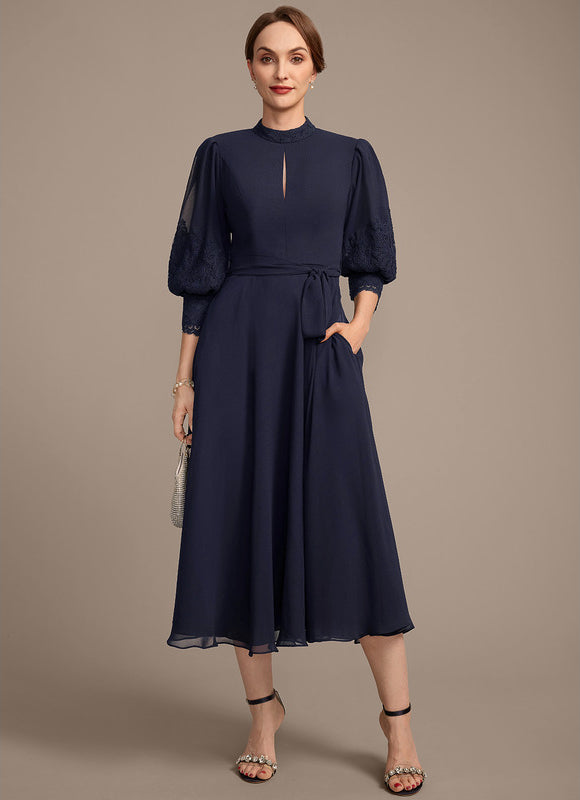 Robe Cérémonie Col Montant Marine