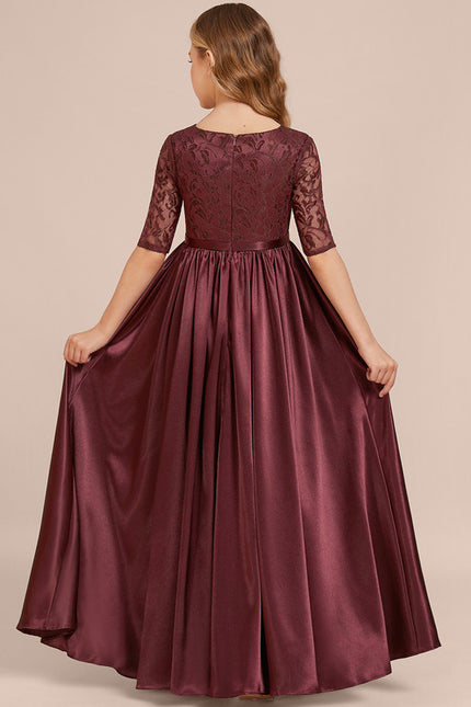 Robe Cérémonie Satin Bordeaux Chic - gallery 1
