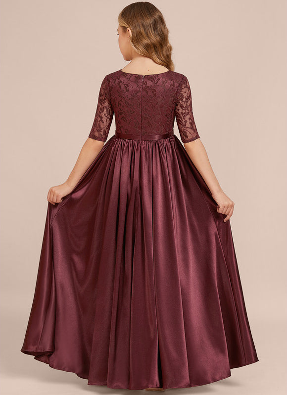 Robe Cérémonie Satin Bordeaux Chic - gallery 1
