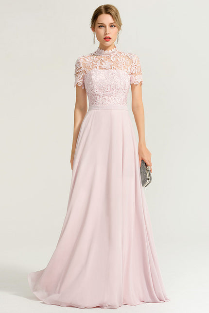 Robe Cérémonie Col Montant Chic