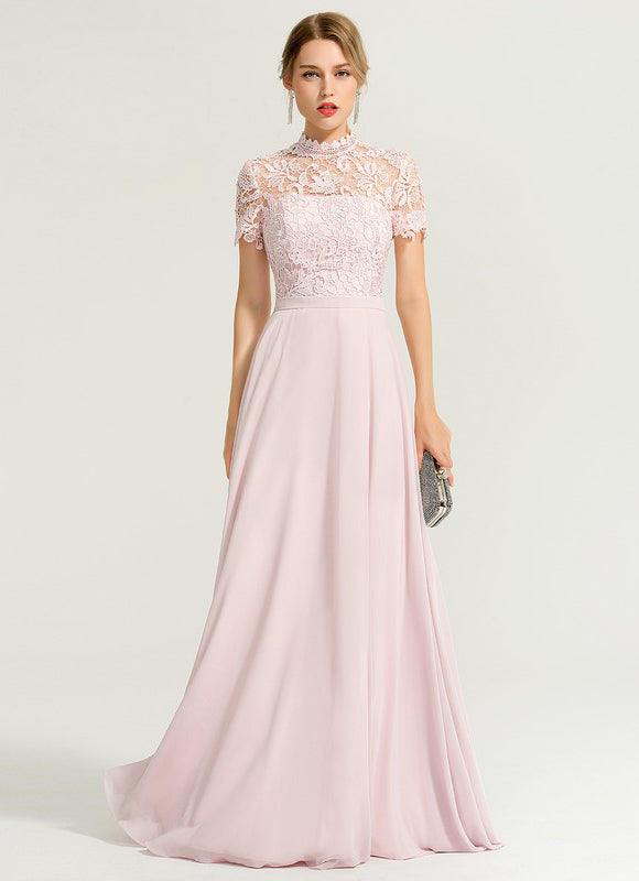 Robe Cérémonie Col Montant Chic