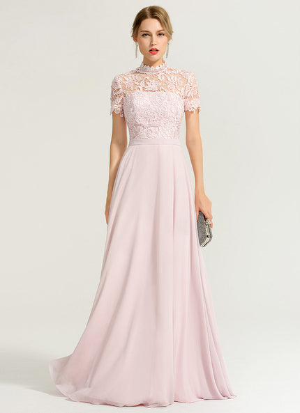 Robe Cérémonie Col Montant Chic
