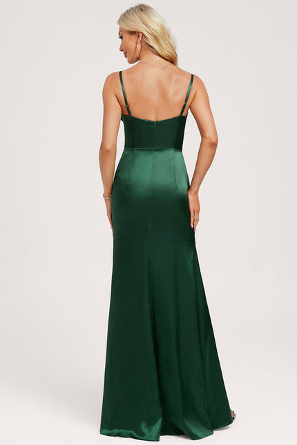 Robe Cérémonie Sirène Satinée Émeraude - gallery 5