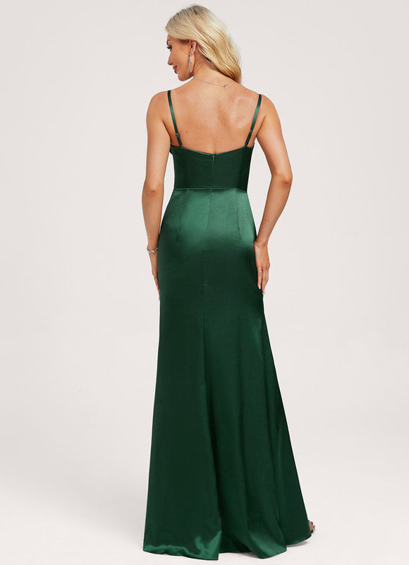 Robe Cérémonie Sirène Satinée Émeraude - gallery 5