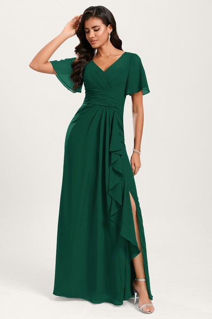 Robe Cérémonie Longue Volants Rose