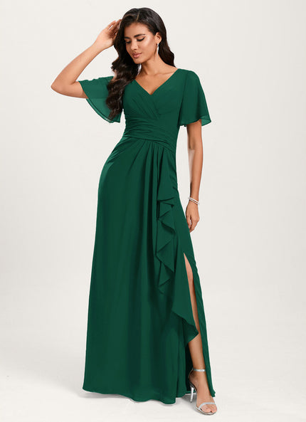 Robe Cérémonie Longue Volants Rose