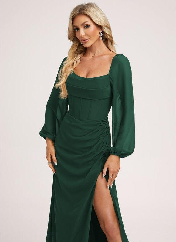 Robe Cérémonie Longue Beige Satinée - gallery 4