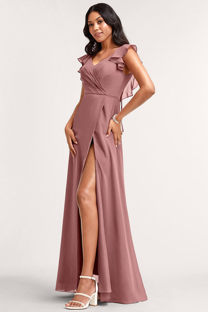 Robe Cérémonie Longue Volants Rose - gallery 2