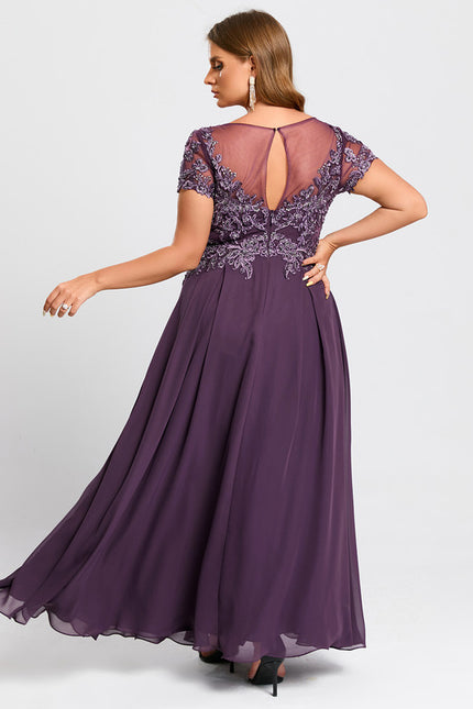 Robe Cérémonie Longue Violette Brodée - gallery 9