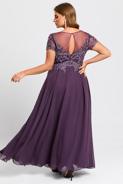 Robe Cérémonie Longue Violette Brodée - gallery 9
