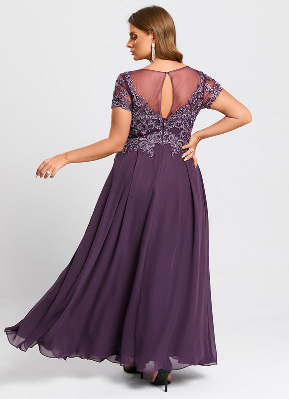 Robe Cérémonie Longue Violette Brodée - gallery 9