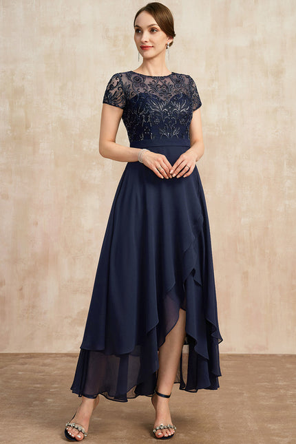 Robe Cérémonie En Dentelle Marine - gallery 1