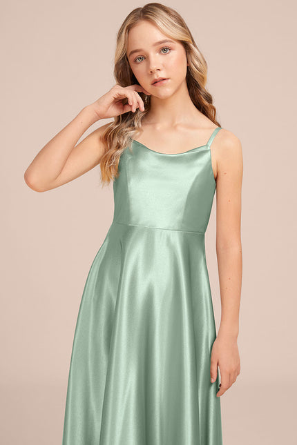 Robe Cérémonie Satinée Verte - gallery 2