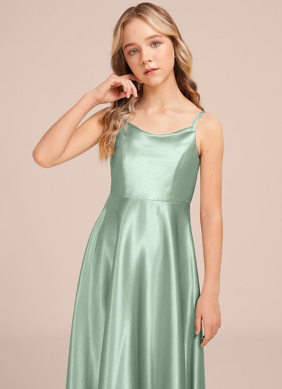 Robe Cérémonie Satinée Verte - gallery 2