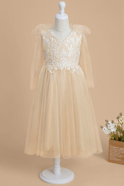 Robe Dentelle Beige Ceremonie