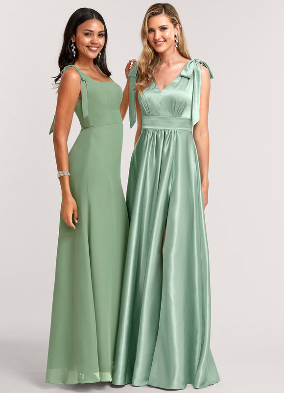 Robe Cérémonie Satin Rose Pâle - gallery 1