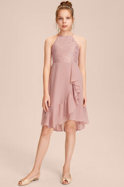Robe Cérémonie Volants Rose Pâle - gallery 4