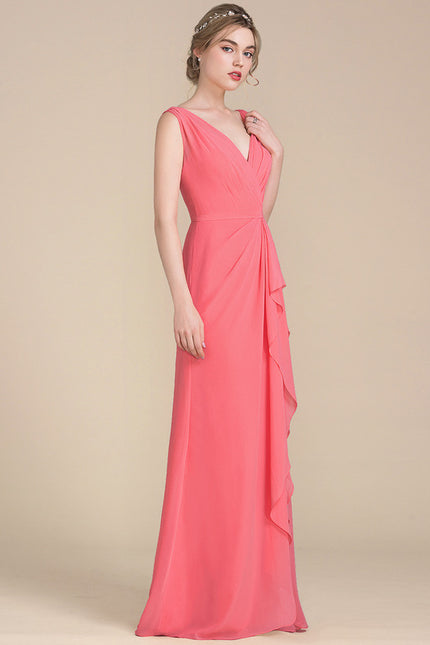 Robe Cérémonie Longue Volants Rose - gallery 1