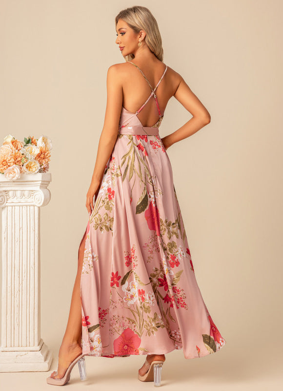 Robe Cérémonie Longue Florale Satinée - gallery 2