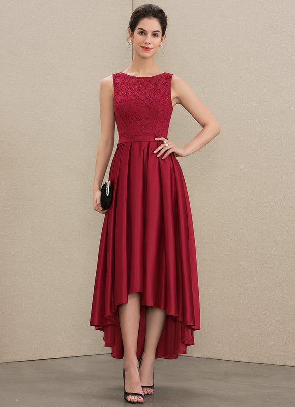 Robe Cérémonie Rouge Satiné Élégant - gallery 3