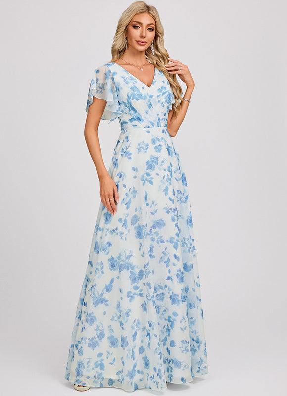 Robe Cérémonie Longue Volants Rose - gallery 1