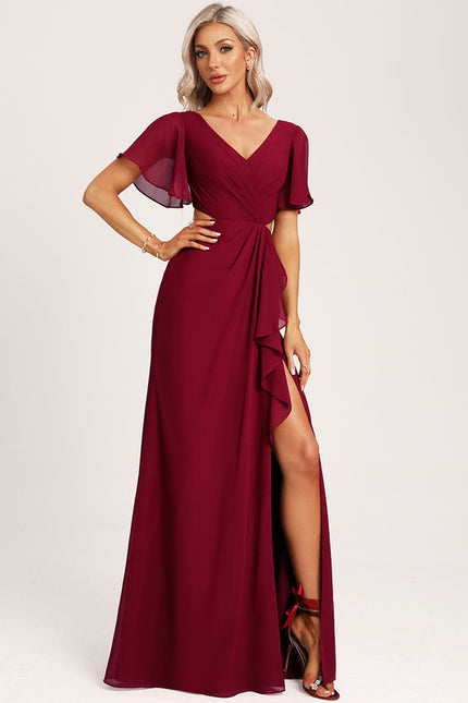 Robe Cérémonie Longue Volants Rose