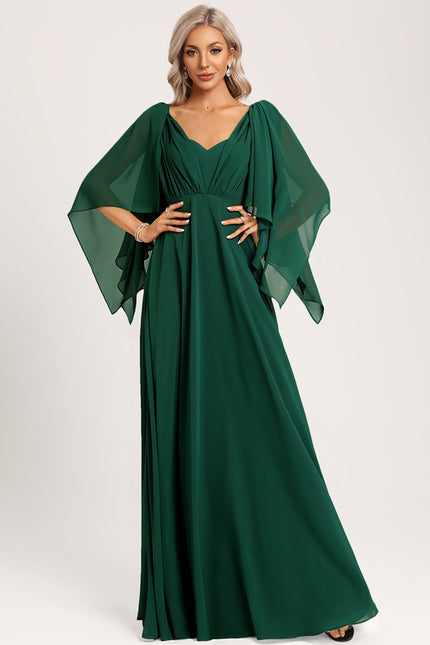 Robe Cérémonie Chic Émeraude Flottante