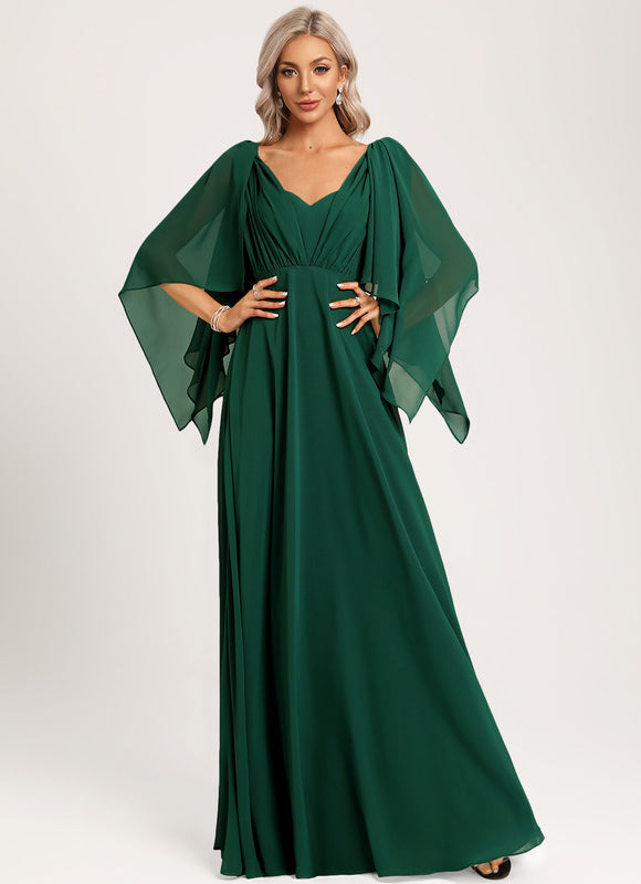 Robe Cérémonie Chic Émeraude Flottante