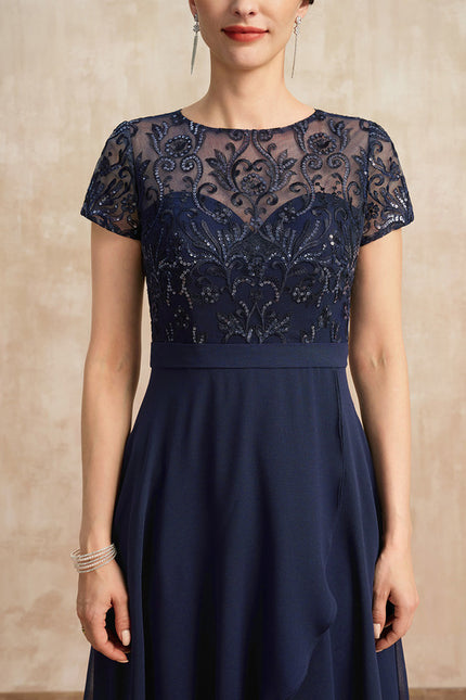 Robe Cérémonie En Dentelle Marine - gallery 2