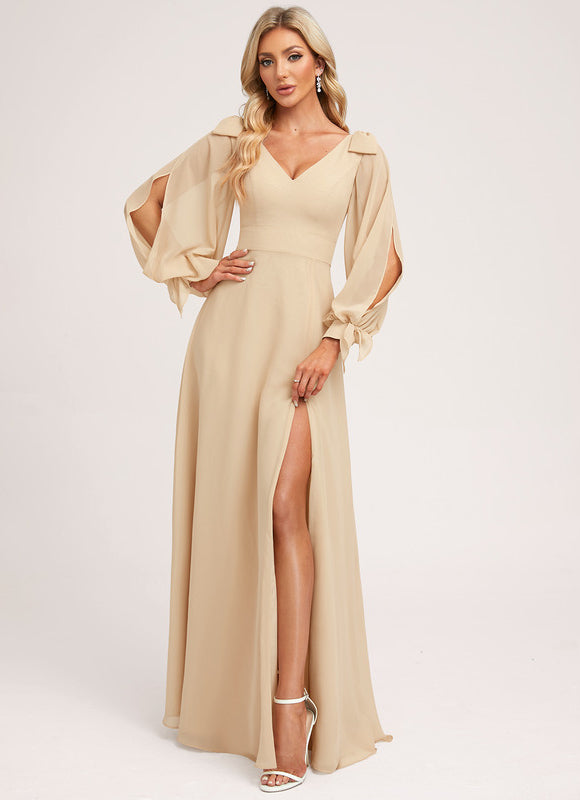 Robe Cérémonie Mousseline Beige