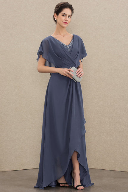 Robe Cérémonie Bleu Nuit Trapèze Avec Paillettes - gallery 2