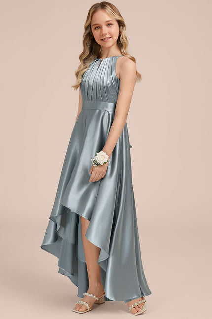 Robe Cérémonie Satinée Asymétrique Marine - gallery 4