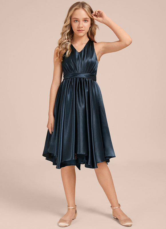 Robe Cérémonie Satin Bleu Ciel - gallery 5
