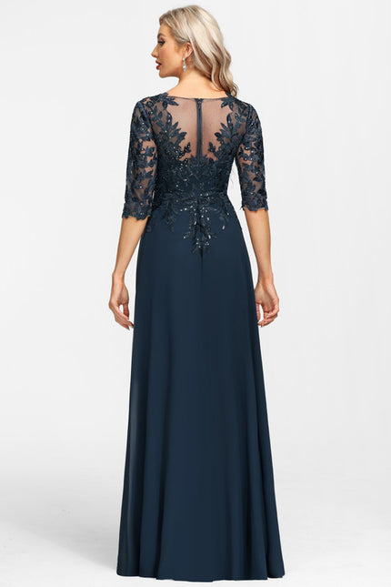 Robe Cérémonie Longue En Dentelle Marine - gallery 6