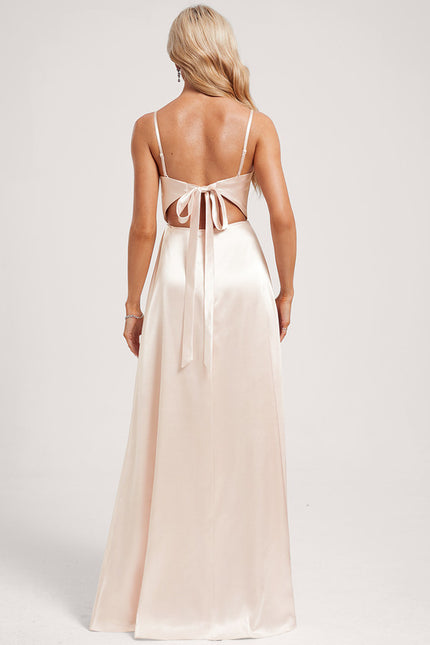 Robe Cérémonie Satin Rose Pâle - gallery 1