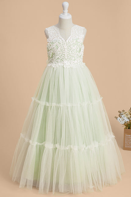 Robe Cérémonie Tulle Vert Doux