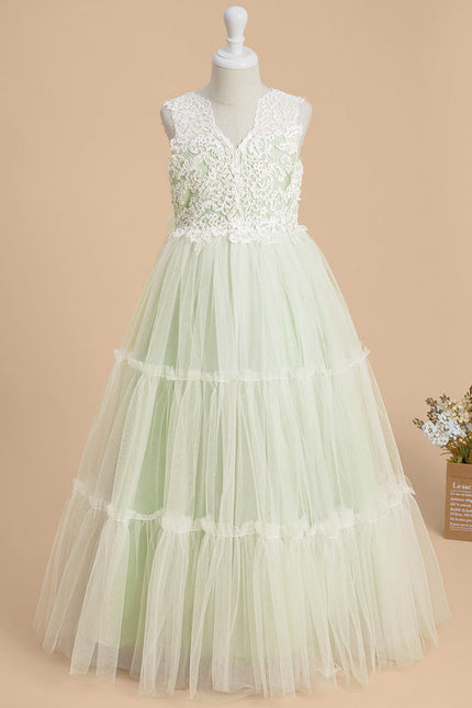 Robe Cérémonie Tulle Vert Doux
