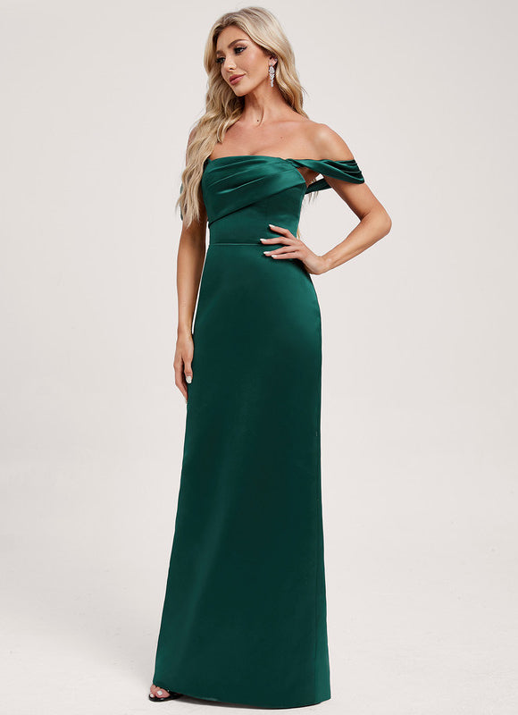 Robe Cérémonie Satinée Épaule Dénudée - gallery 3