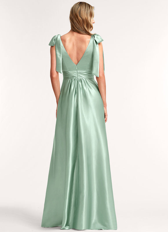 Robe Cérémonie Satin Rose Pâle - gallery 5