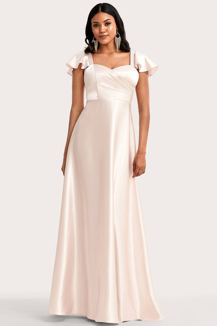 Robe Cérémonie Satin Rose Pâle - gallery 1