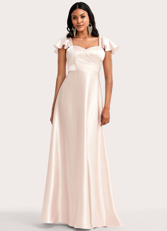 Robe Cérémonie Satin Rose Pâle - gallery 1