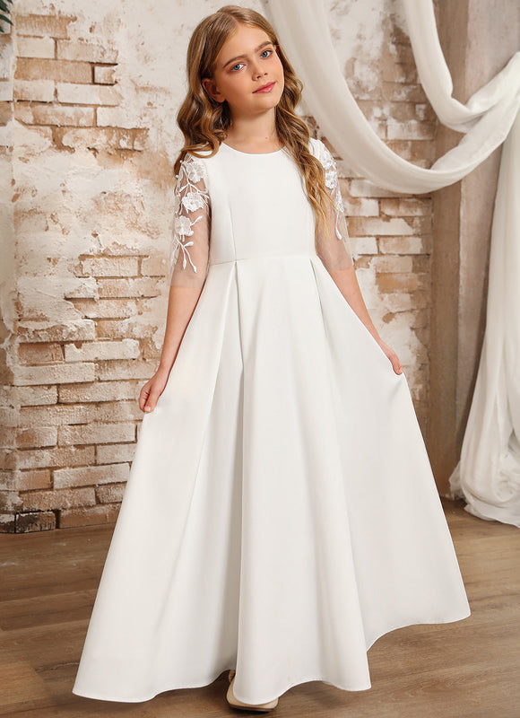Robe Cérémonie Blanche Fleuri